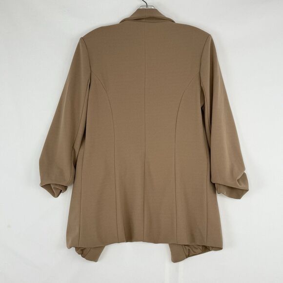 New Fashion Nova Blazer Women Size L Brown Open Front Collared 3/4 Sleeve - Picture 6 of 16
